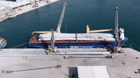 Aerial View of Cargo Ship Loading at Castellon de la Plana 27  August 2026. Stock Footage 344529095