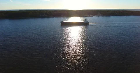 Aerial view of cargo ship in motion from the front - 4 스톡 동영상 73927641