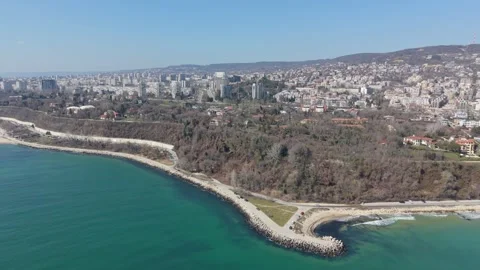 Aerial view cargo ship navigating open sea calm waters Vídeo Stock 331234692