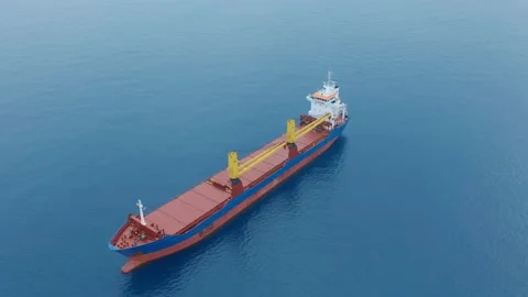 Aerial view. Cargo ship on the open sea. Stock Footage 140612872