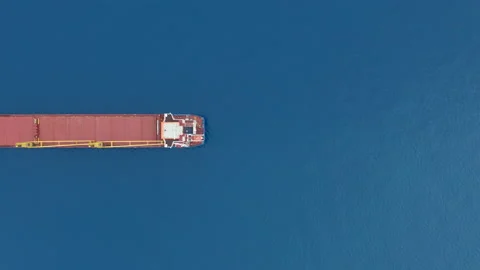 Aerial view. Cargo ship on the open sea. Vídeo Stock 140974394
