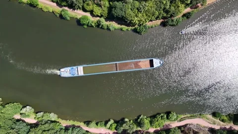 Aerial View of a Cargo Ship at the Saar Loop Stock-Footage 340352238