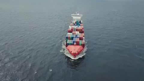 Aerial view of cargo ship sailing in sea Stock Footage 79513975