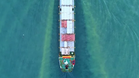 Aerial view of Cargo Ship Sailing in Calm Waters Video stock 304215995