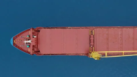 Aerial view. Cargo ship at sea. Video stock 140813571