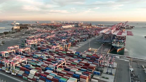 Aerial view of cargo shipping containers Stock Footage 171834618