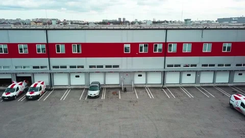 Aerial view of Cargo terminal of the postal service Stock Footage 147193029