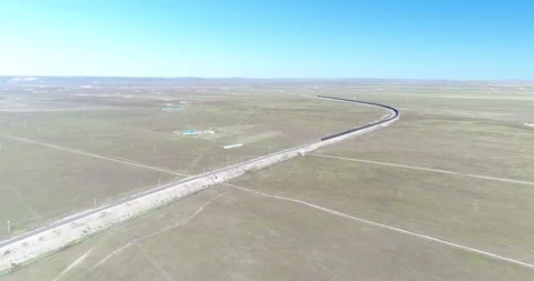 Aerial view of cargo train in China Stock Footage 96064559
