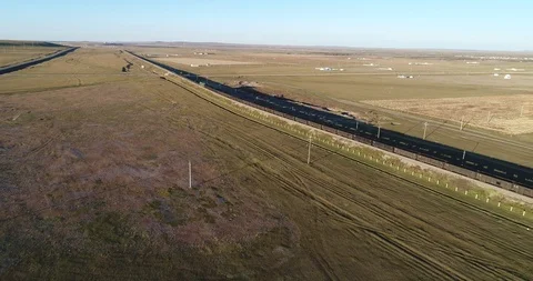 Aerial view of cargo train in China Stock Footage 96076146