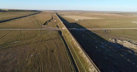 Aerial view of cargo train in China Stock Footage 96076234
