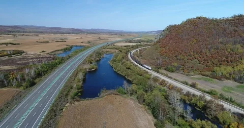 Aerial view of cargo train in China Stock-Footage 96085229