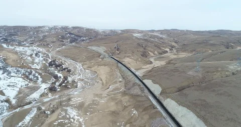Aerial view of cargo train in China Stock Footage 98169642