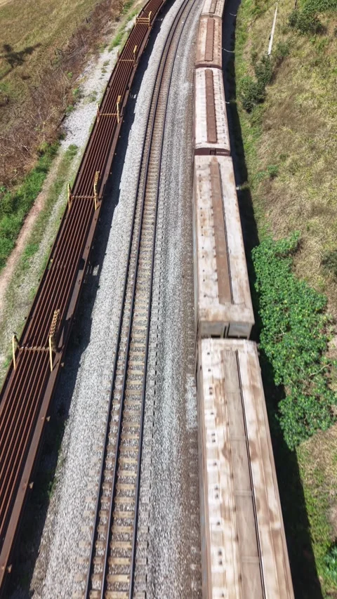 Aerial view of a cargo train Stock Footage 344985779