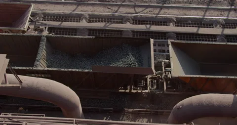 Aerial view of cargo train loaded with crushed stone Video stock 231005722
