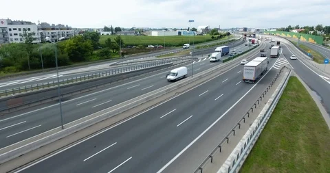 Aerial View Of Cargo Transporting On Highway Stock Footage 92796280