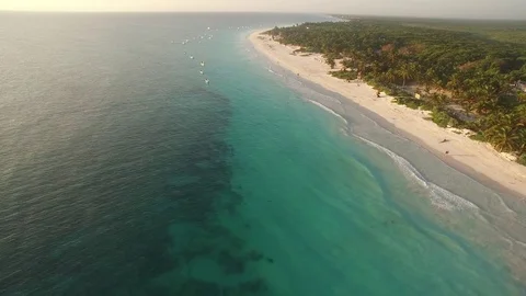Aerial view of a caribbean beach Stock Footage 70309713
