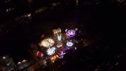 Aerial view of Carnival at night located in abertillery South wales during month Stock Footage 167913341