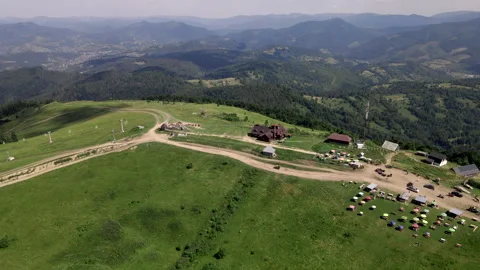 Aerial view of carpathian mountain range at summer daylight Stock Footage 162598580
