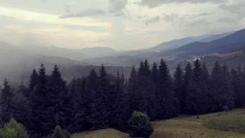 Aerial View Of Carpathian Mountain Ranges After Raining (2) Stock Footage 94157997