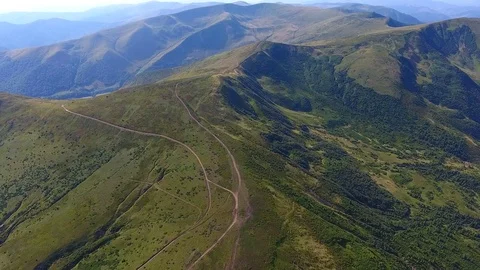 Aerial view of the Carpathians mountain Stock Footage 84384802
