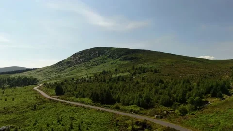 An aerial view of Carrigshouk Mountain in County Wicklow, Ireland. Stock Footage 158168542