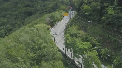 Aerial View of Cars On Mountain Highway Stock Footage