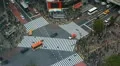 Aerial View Cars Passing Vehicle Moving Crossroad Tokyo Commuter Bus Traffic Jam HD Footage