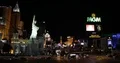 Aerial View of Cars Traffic on Busy Crossroad on Las Vegas Strip Night Lights US 4k or 4k+ Resolution