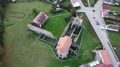 Aerial View of Carta Monastery, Romania Stock Footage 147232004