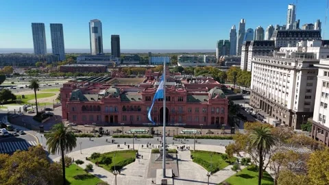 Aerial view of Casa Rosada in Buenos Aires Argentina 库存影片 335044536
