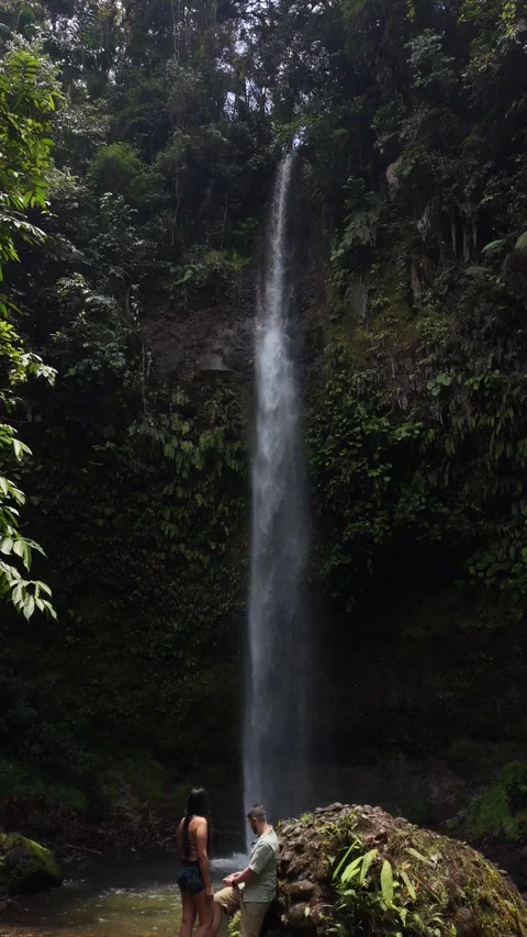 Aerial View of Cascada Hola Vida Waterfall in Ecuador Stock Footage 336795375