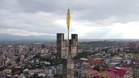 Aerial view of the Cascade architectural complex in Yerevan. Stock-Footage 289747813
