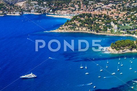 Aerial view on cassis and calanque coast, southern france Stock Photos