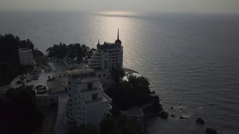 Aerial view of Castello Mare Hotel. Adjara. Georgia 2017 Video stock 84028349