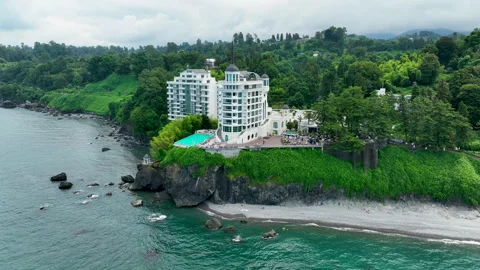 Aerial view of Castello Mare hotel in Tsikhisdziri, Georgia 스톡 동영상 320441806