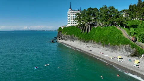 Aerial view of Castello Mare hotel in Tsikhisdziri, Georgia Stock-Footage 320452729