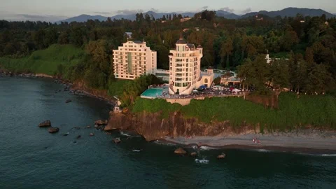 Aerial view of Castello Mare hotel in Tsikhisdziri Видео 320477333