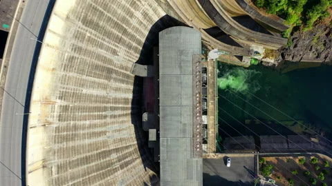 Aerial view of Castelo de Bode Dam in Tomar, Portugal Stock Footage 139971477