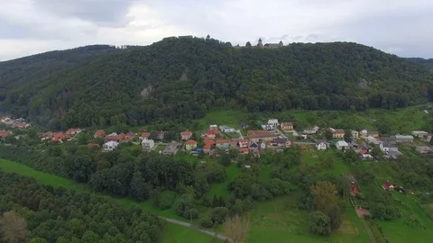 Aerial view of Castle Helfstyn Stock Footage 73338360