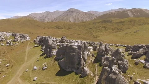 Aerial view of Castle Hill, New Zealand Stock Footage 101368932