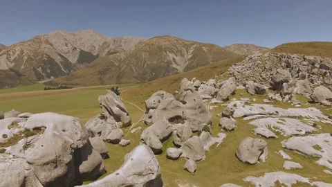 Aerial view of Castle Hill, New Zealand Stock Footage 101369250