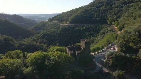Aerial view of the Castle of Lousã Stock Footage 169192955