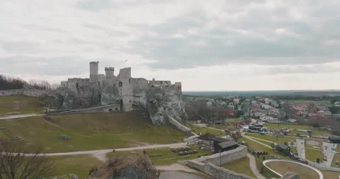 Aerial view on Castle in Ogrodzieniec Stock Footage 183404953