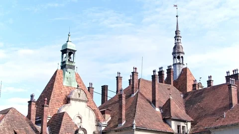 Aerial view of castle Schonborn Stock Footage 90991955