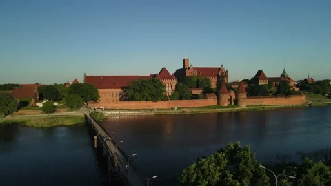 Aerial view of the Castle of the Teutonic Order in Malbork Stock Footage 167135053