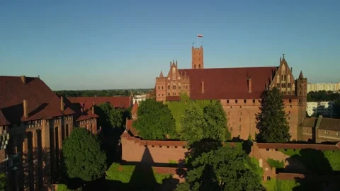 Aerial view of the Castle of the Teutonic Order in Malbork Stock Footage 167135164