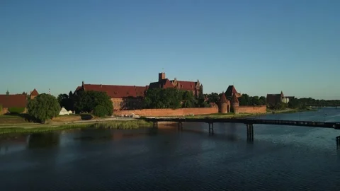Aerial view of the Castle of the Teutonic Order in Malbork Stock Footage 167135260