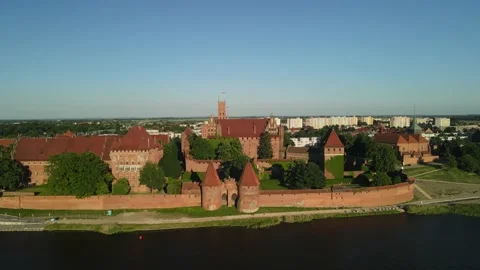Aerial view of the Castle of the Teutonic Order in Malbork Stock Footage 167135953