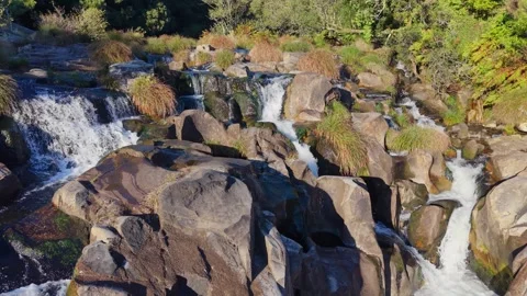 Aerial View Of Castro River With Small Waterfalls And Natural Pools In Spain. Stock Footage 320062714