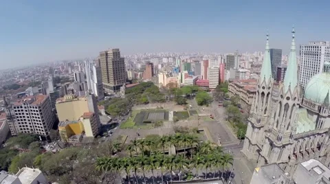 Aerial view from Catedral Da Se in Sao Paulo, Brazil Stock Footage 41719378